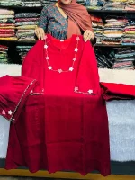 Floral Neckline Embroidered Silk Kurta Set